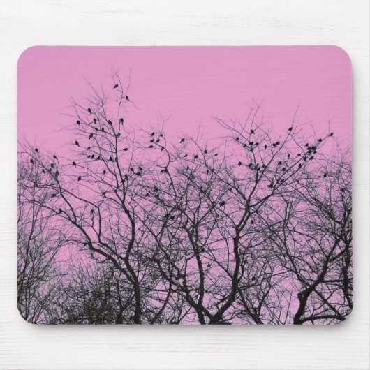 Roze vogels en bomen muismat (Voorkant)