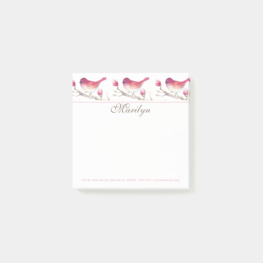 Roze vogels en Magnolia Post-it® Notes (Voorkant)