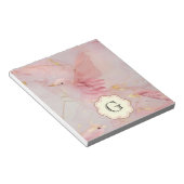 Roze vogels monogram notitieblok (Schuin)