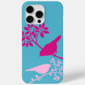 Roze vogels op lichtblauw Case-Mate iPhone case (Achterkant)