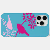 Roze vogels op lichtblauw Case-Mate iPhone case (Achterkant (horizontaal))