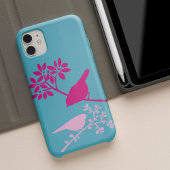 Roze vogels op lichtblauw Case-Mate iPhone case