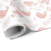  Roze Vogels Op Witte Kinderen Cadeaupapier (Rol Hoek)