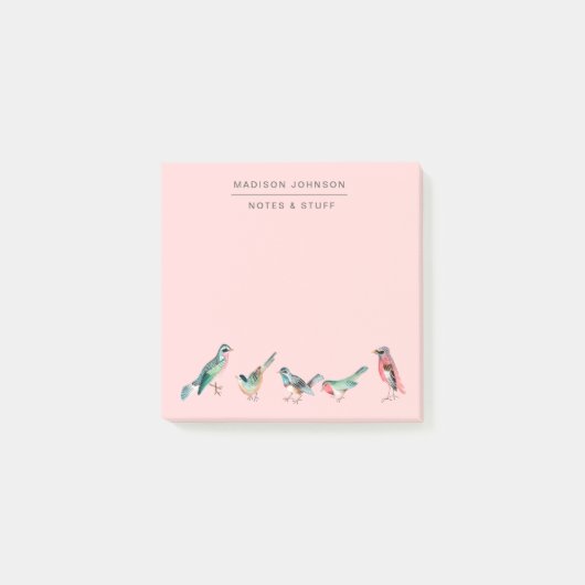 roze vogels post-it® notes (Voorkant)