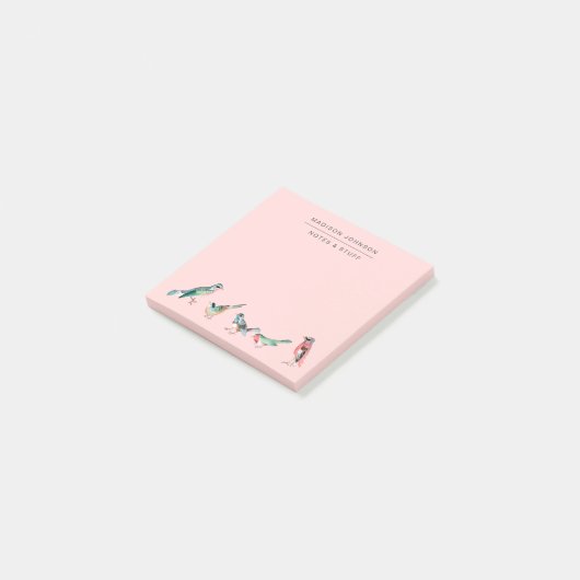 roze vogels post-it® notes (Schuin)