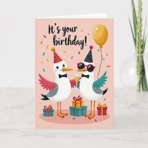 Roze Vogels Verjaardagskaart Kaart