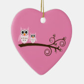 Roze vogelthema kerstversiering keramisch ornament (Rechts)