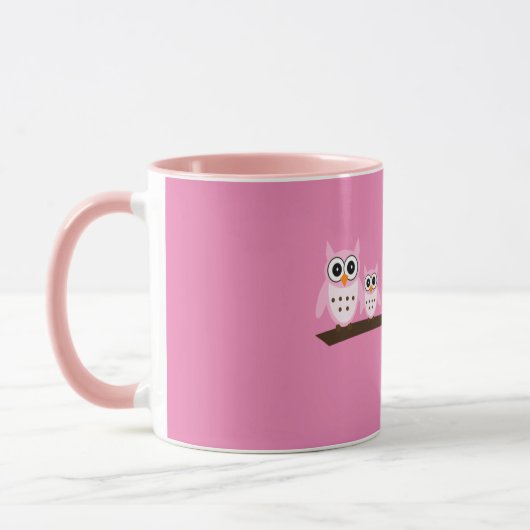 Roze vogelthema Owl Mok (Links)