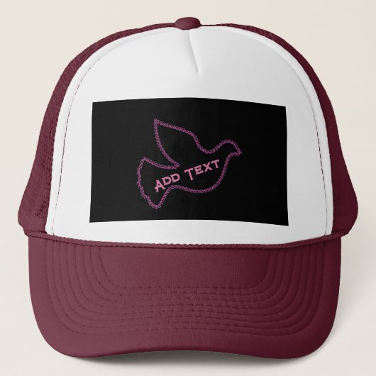 Roze Vogelvlieg met Eigen Tekst-Pet Mooie Rust toe Trucker Pet (Voorkant)