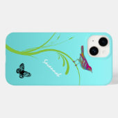 roze vogelvlinder op Aqua Case-Mate iPhone Case (Achterkant (horizontaal))