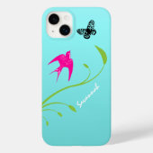  roze vogelvlinder op Aqua Case-Mate iPhone Case (Achterkant)