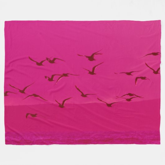 ROZE VOGELVLUCHT FLEECE DEKEN (Voorkant (Horizontaal))