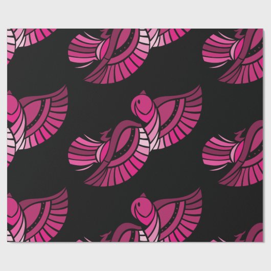  roze vogelwikkelpapier cadeaupapier (Vlak)