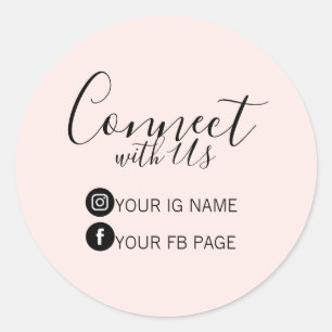 Roze   Volg Instagram & Facebook-pakketsticker Ronde Sticker