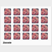 Roze volkbloemen vierkante sticker (Vel)