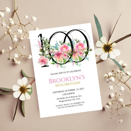 Roze volken 100e verjaardag kaart