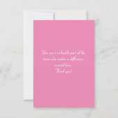 Roze volken Dank je vrijwilliger Bedankkaart (Achterkant)