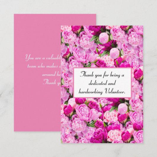 Roze volken Dank je vrijwilliger Bedankkaart (Voorkant / Achterkant)