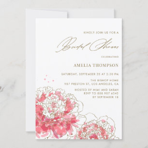 Roze volken   Floral Bridal Shower Kaart