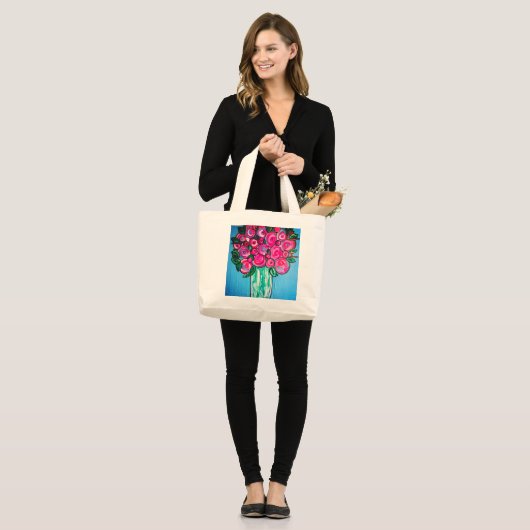 Roze volken grote tote bag (Voorkant (model))