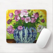 Roze volken in een Vase Mousepad Muismat (Met muis)