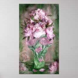 Roze volken in pony Vase Art Poster/Afdruk Poster