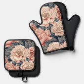 Roze volken ovenwant & pannenlap set (Voorkant / Achterkant)