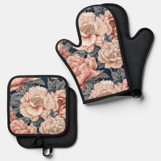 Roze volken ovenwant & pannenlap set (Voorkant / Achterkant)