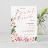 Roze volken Roos Gold Bridal Brunch Shower Kaart (Staand voorkant)