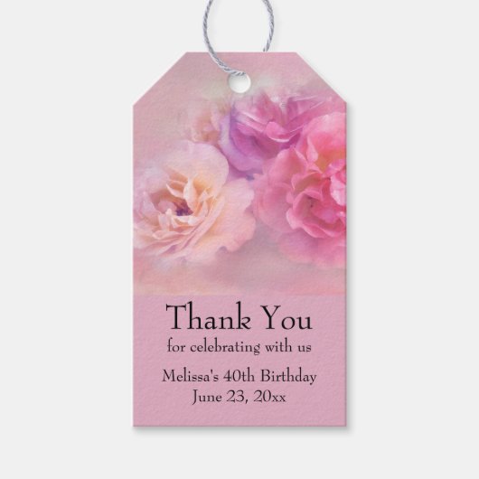  roze volken stijlvolle foto Dank je Cadeaulabel (Voorkant)