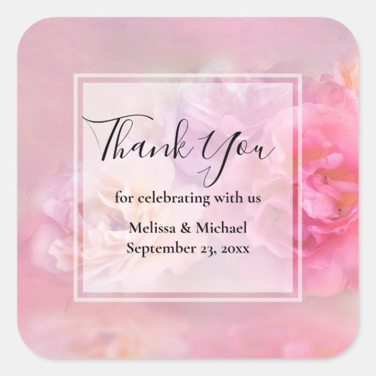  roze volken stijlvolle foto Dank je Vierkante Sticker (Voorkant)