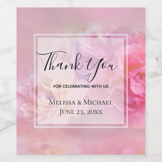 roze volken stijlvolle foto Dank je Wijn Etiket (Enkel label)