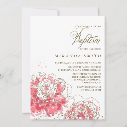 Roze volken | Uitnodiging voor Floral Baptism (Voorkant)