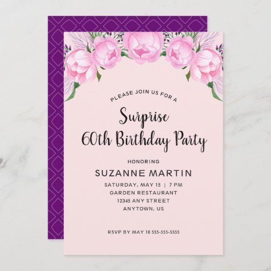 Roze volken | Verrassende 60e verjaardag Kaart (Voorkant / Achterkant)