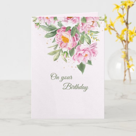 Roze volkskaart kaart (Gele Bloem)