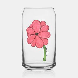 Roze Volle Bloem Blikvorm Glas