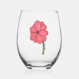 Roze Volle Bloem Wijnglas Zonder Voet