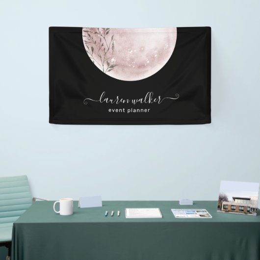 roze volle maan elegant spandoek (Beurs)