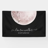roze volle maan elegant spandoek (Horizontaal)