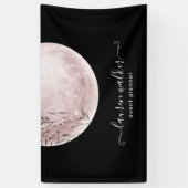 roze volle maan elegant spandoek (Verticaal)