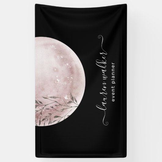 roze volle maan elegant spandoek (Verticaal)