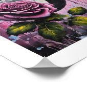 Roze Vollemaan Roos Poster (Hoek)