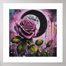 Roze Vollemaan Roos Poster