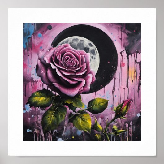 Roze Vollemaan Roos Poster (Voorkant)