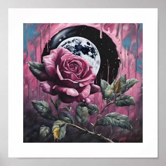 Roze Vollemaan Roos Poster (Voorkant)