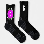 Roze Volleybal Aangepaste Teamnaam & Spelernummer Sokken (Rechts)