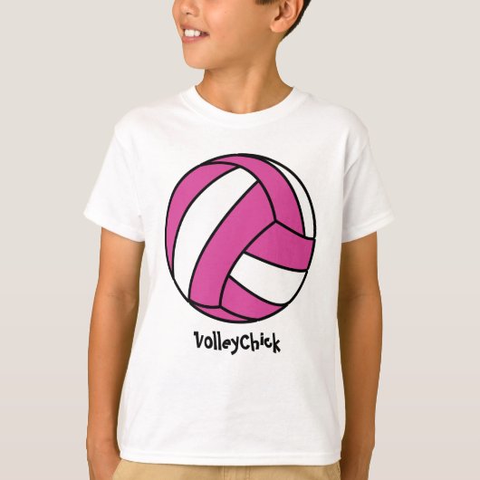Roze volleybal (aanpasbaar) t-shirt (Voorkant)