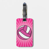 Roze volleybal bagagelabel (Achterkant verticaal)