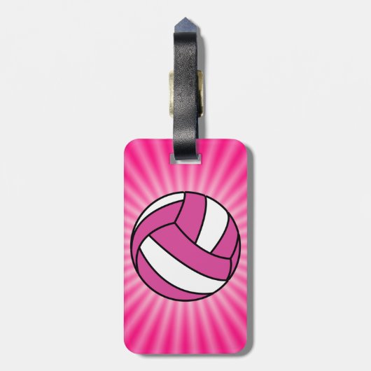 Roze volleybal bagagelabel (Achterkant verticaal)