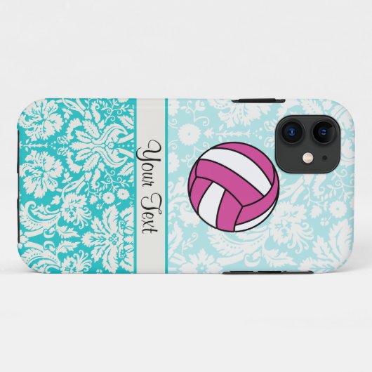 Roze volleybal; Damaspatroon Case-Mate iPhone Case (Achterkant (horizontaal))